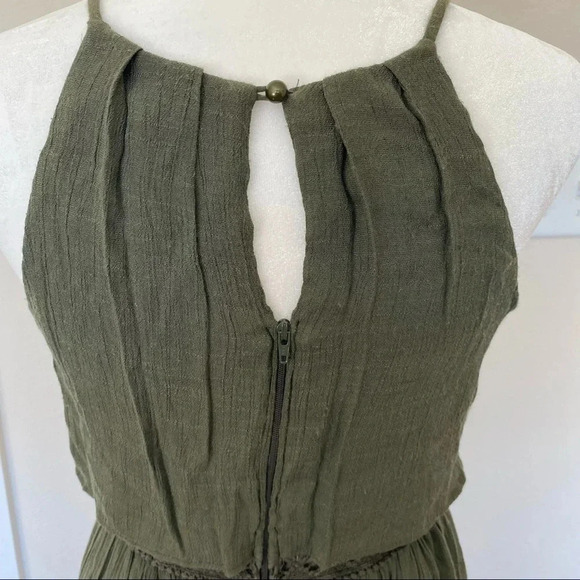 BCX Bohemian Forest Green Layered Dress With Lace Around Waist Midi Size 1 - Picture 8 of 14